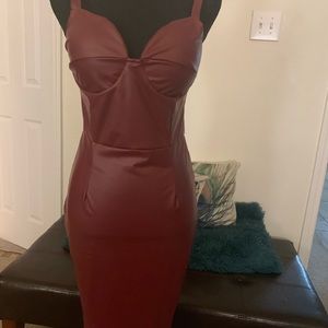 Wine color sexy dress